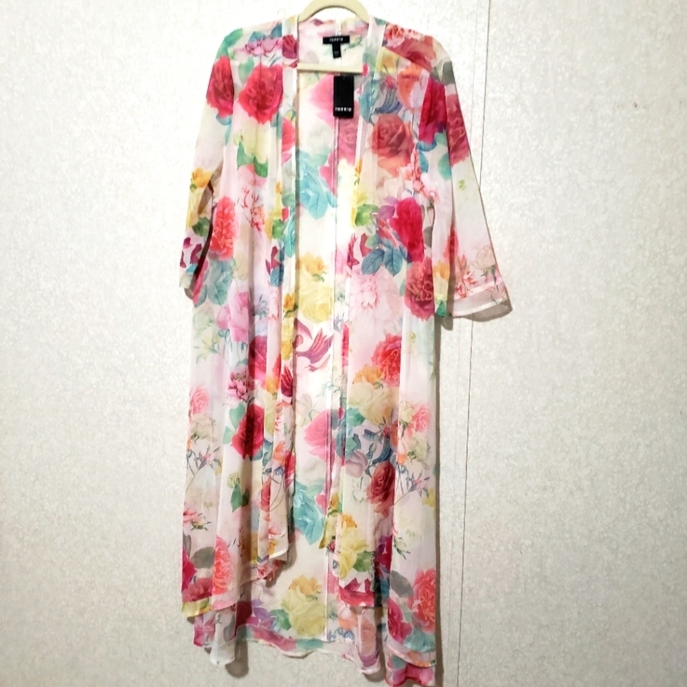 TORRID....Sheer Floral Kimono with Vibrant Colors..SIZE:00/0